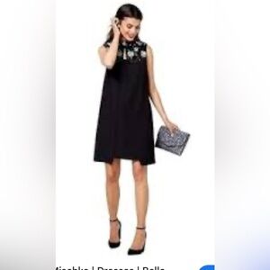 Badgley Mischka Black Sequin Sleevless Shift Dress NWT sz L